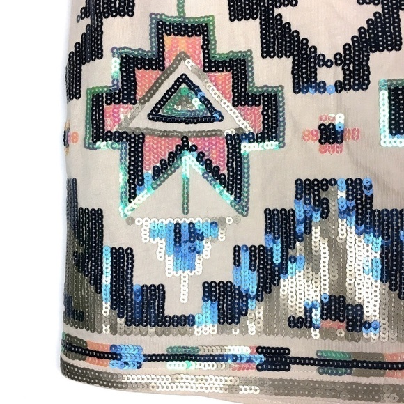 EXPRESS Mini Skirt Sequins Aztec Tribal Boho Southwestern Sparkly Size XS NWT - Picture 7 of 15